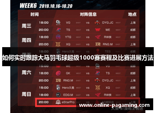 如何实时跟踪大马羽毛球超级1000赛赛程及比赛进展方法